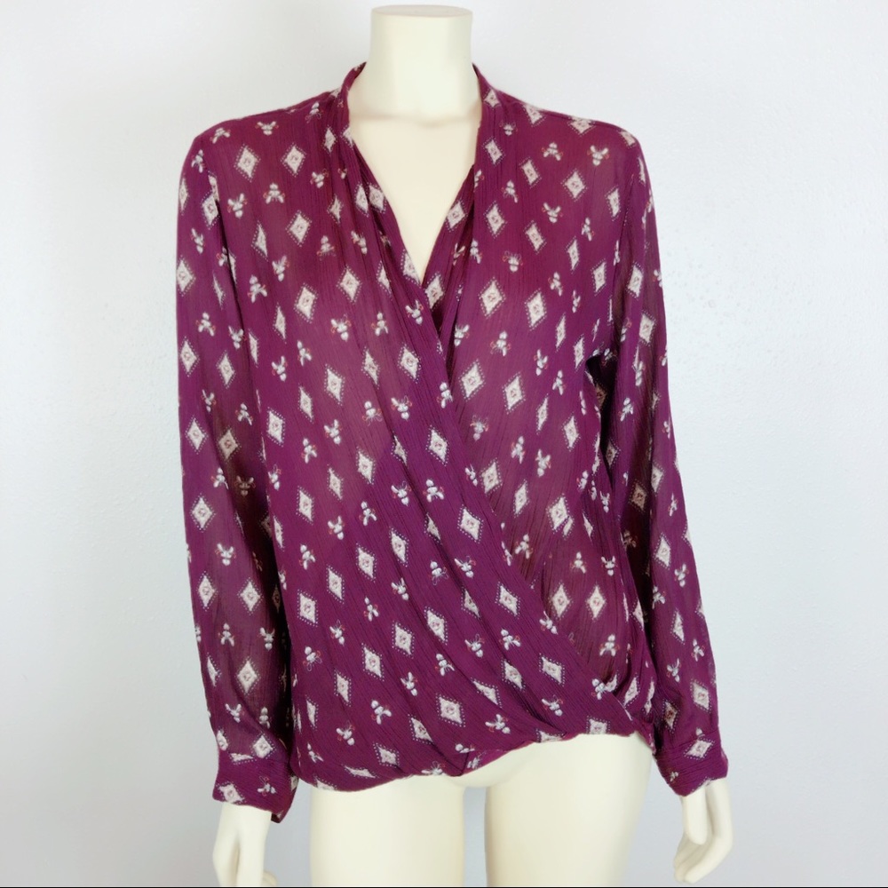 Evereve Braeve Faux Wrap Front Blouse Top Size S